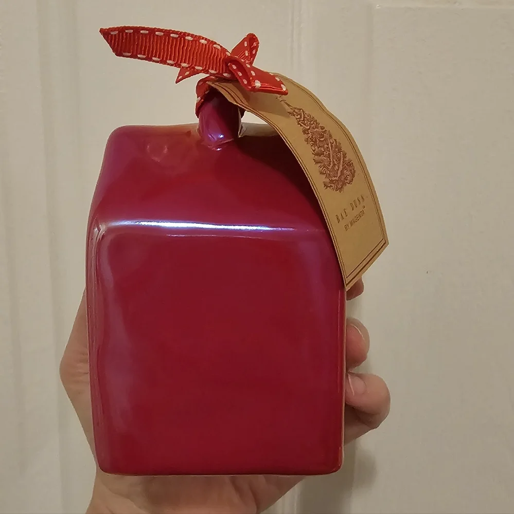 Rae Dunn Red Ceramic Santa Birdhouse Ornament